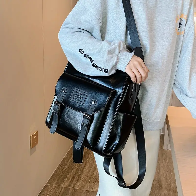 

Модные школьные рюкзаки из искусственной кожи для подростков, корейские винтажные повседневные дорожные сумки на ремне для женщин и мужчин, школьные портфели для студентов колледжа