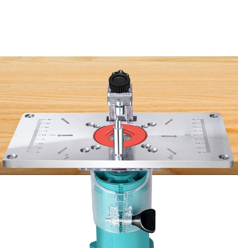 Enlarge Router Table Insert Plate Woodworking Benches Aluminium Milling Trimmer Machine Plate Tool Wood Router with 4 Rings
