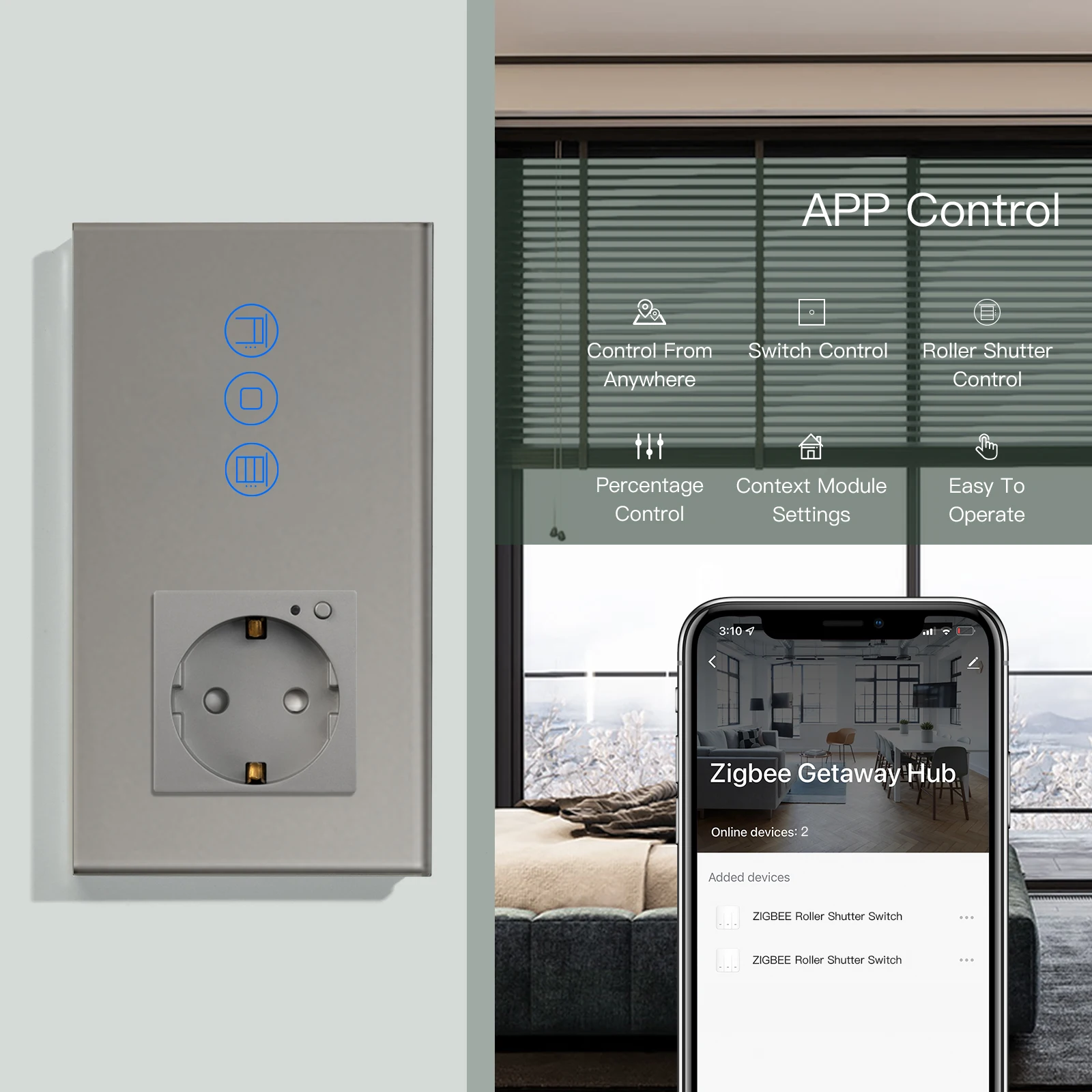 Фото Сенсорный затвор BSEED Tuya Zigbee, умная розетка для электрического двигателя, управление через приложение Alexa №5