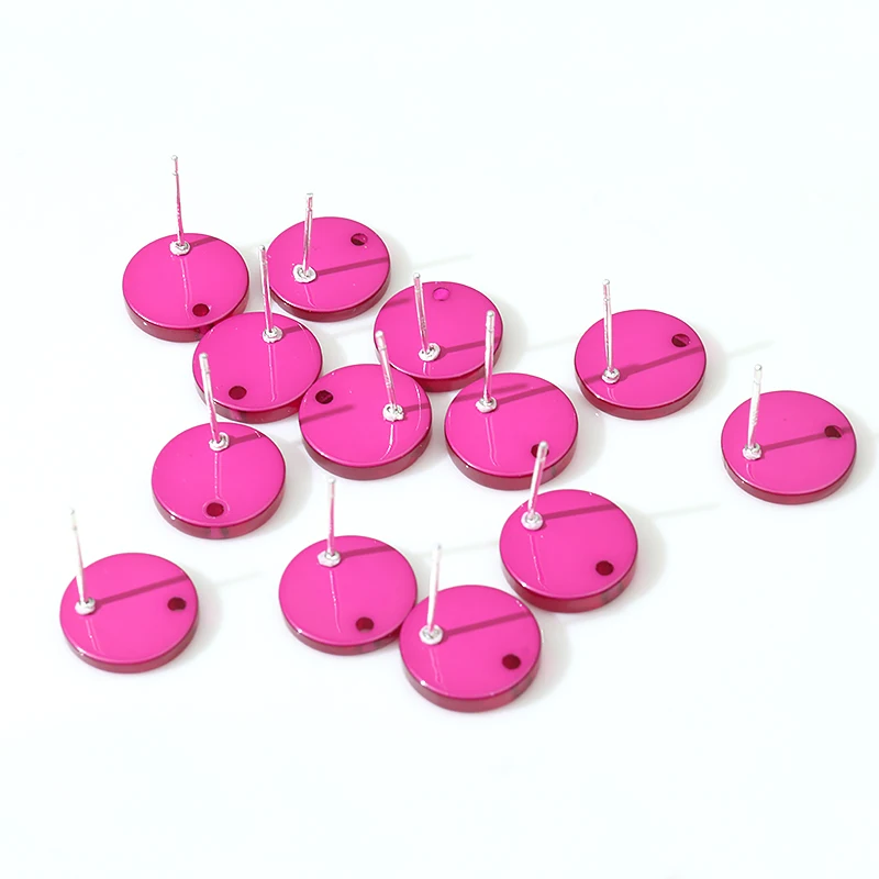 

10Pcs Pink Round Earring Setting with Needle Earring Stud DIY Base Earrings Connector for Jewelry Making Accessories Wholesale