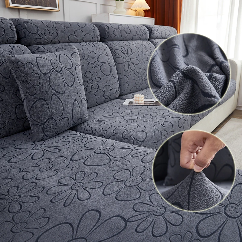 

Thicken Velvet Sofa Seat Covers Plush Sofa Cushion Covers Elastic Slipcover 1/2/3/4 Seat All-inclusive Chiar Armchair Protector