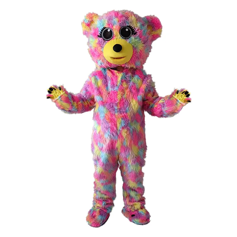 Красочный костюм талисмана плюшевого мишки милый свадебный медведь реквизит для