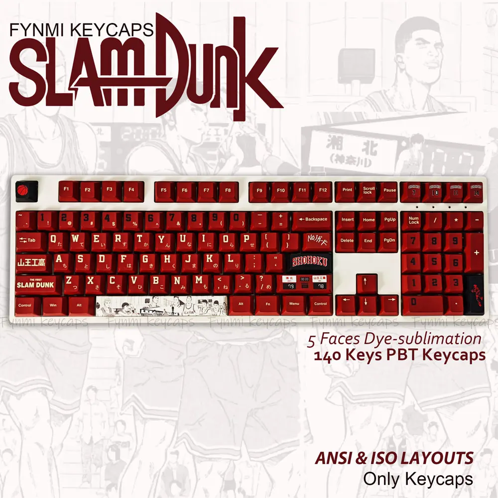 НОВЫЕ колпачки для клавиш SLAMDUNK ISO/ANSI PBT 140 5 граней из ПБТ с сублимационной краской