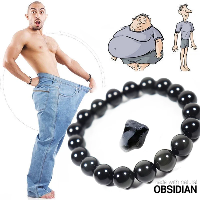 

Natural Black Obsidian Stone Bracelet fat relief Promote Blood Circulation Anti Anxiety Weight Loss Bracelets Women Men Jewelry