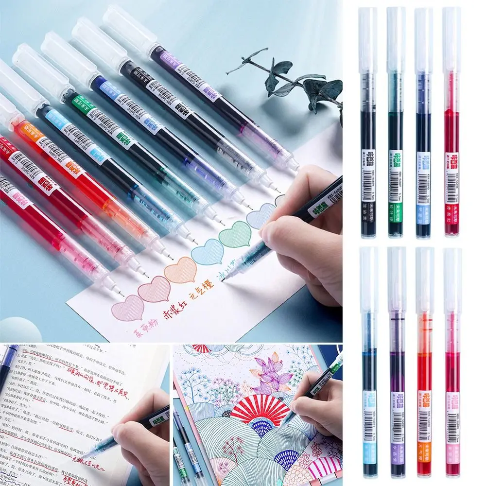 

8Colors/Set Students Writing Tools Gift Creative Stationery Needle Type Gel Pens Straight Liquid Pen Neutral pen
