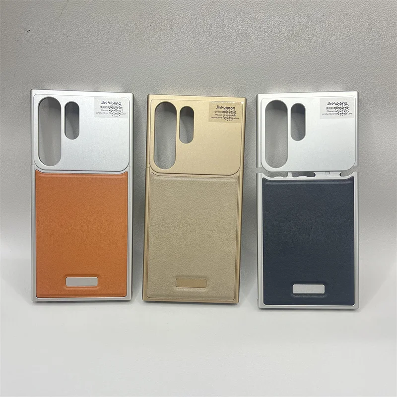 Фото Чехол для Samsung Galaxy S26 Ultra: кожаный с металлической рамкой, магнитный, из алюминиевого сплава, с ароматизированным покрытием, для Galaxy S26, S25, S24, S23 Ultra №5