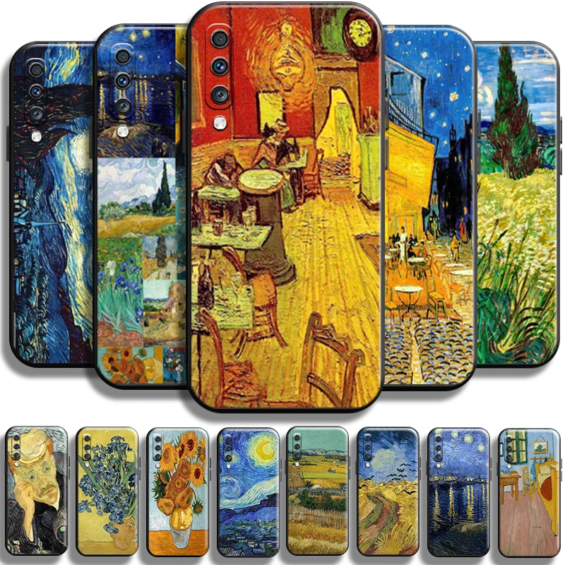 

Van Gogh Oil Painting Starry Sky For Samsung Galaxy A70 Phone Case Cases TPU Full Protection Liquid Silicon Carcasa Soft Cover