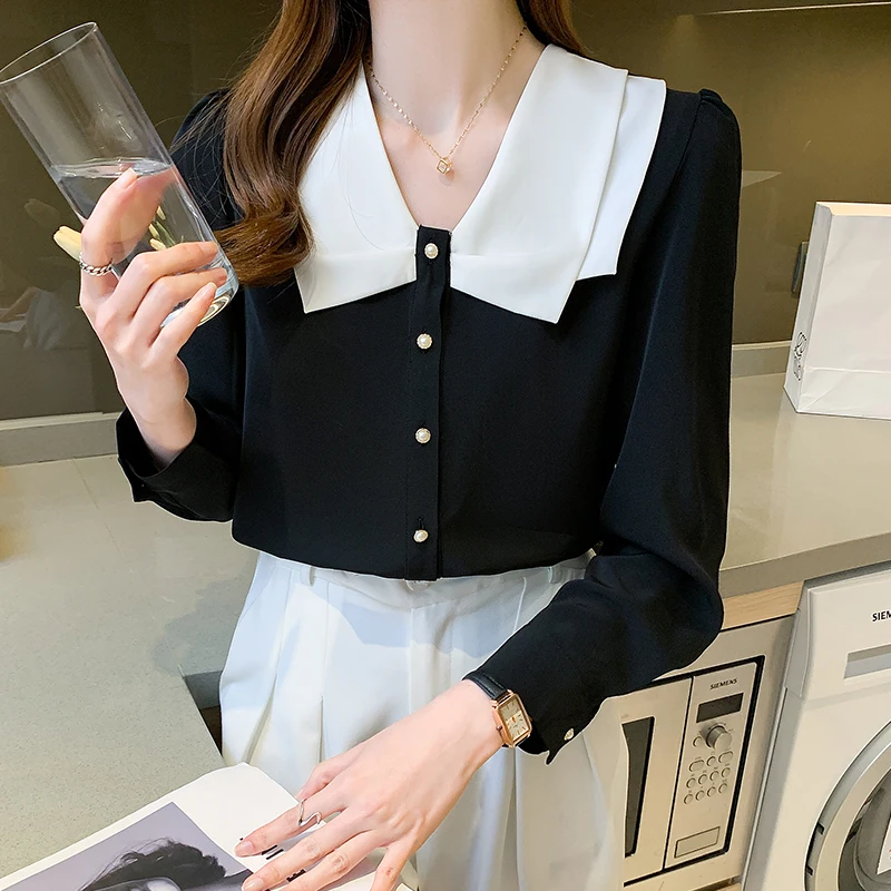 Блузка женская шифоновая с длинным рукавом весна 2023