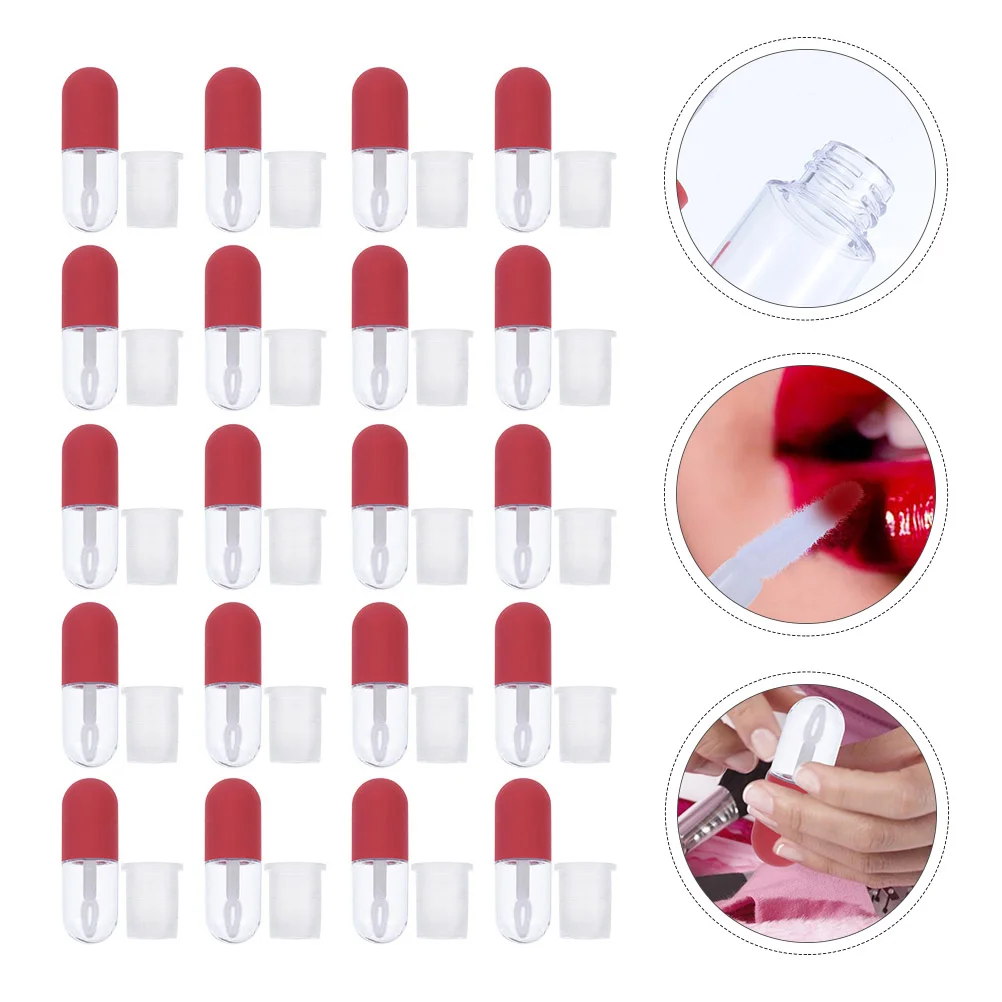 

20 Pcs Empty Tube Mini Lip Gloss Lip-glaze Bottle Plastic Go Containers Round Baby Clear