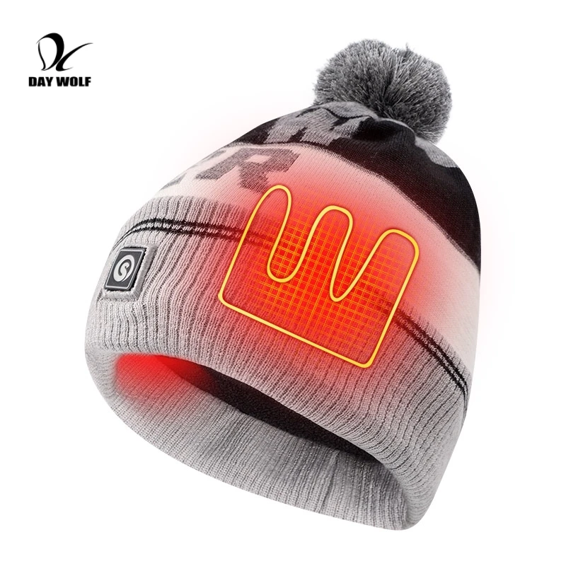 DAYWOLF Winter Electric Hat Rechargeable Heated Beanie Hats For Men Motorcycle Cycling Caps Road Bicycle Women Fabric Elastic