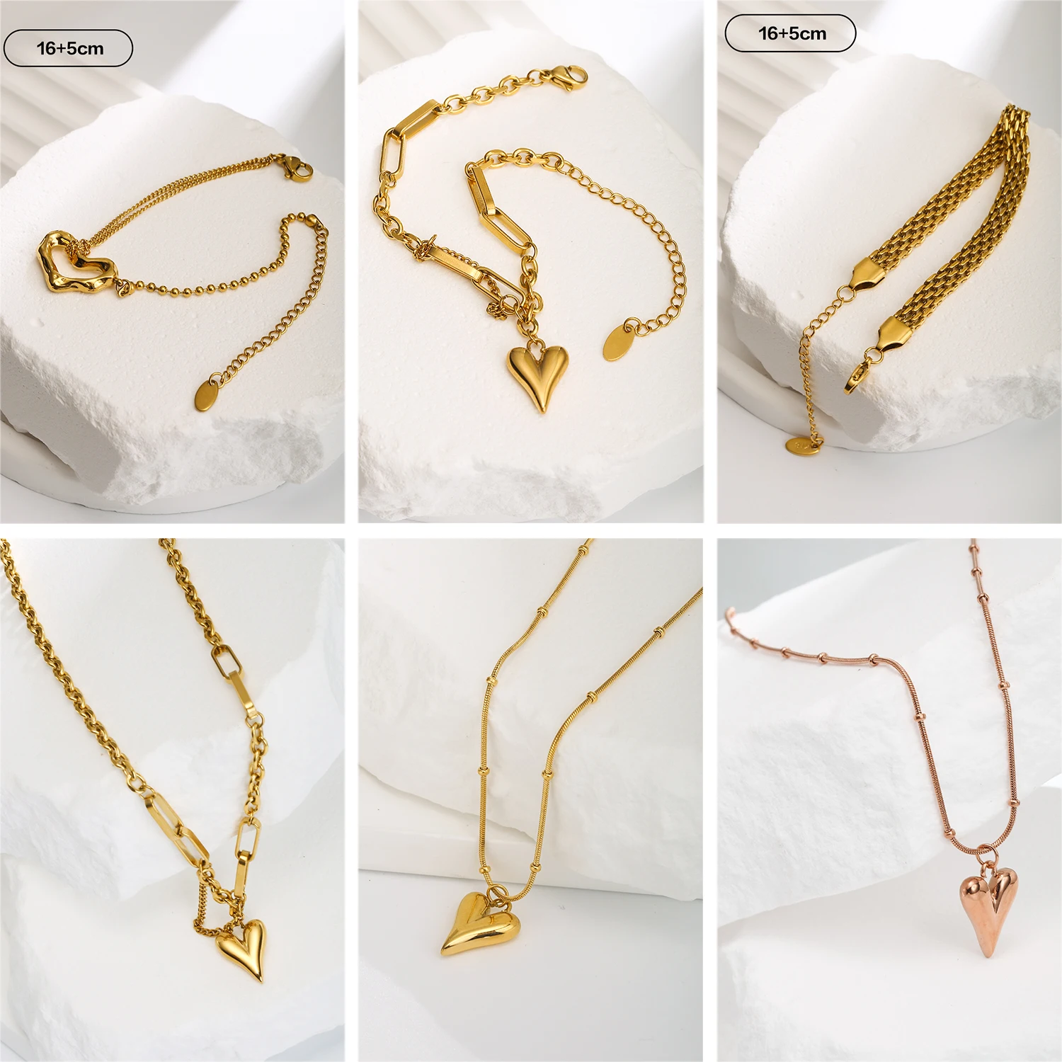 

Trendy Stainless Steel Bracelets For Women Love Pendant Necklace Femme 2022 New Fashion Jewelry Set Personality Bangles Choker