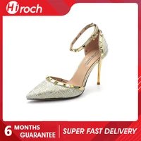 hiroch 2022 spring summer new women high heels stiletto temperament pointed toe shoes silver gold for nightclub sexy party