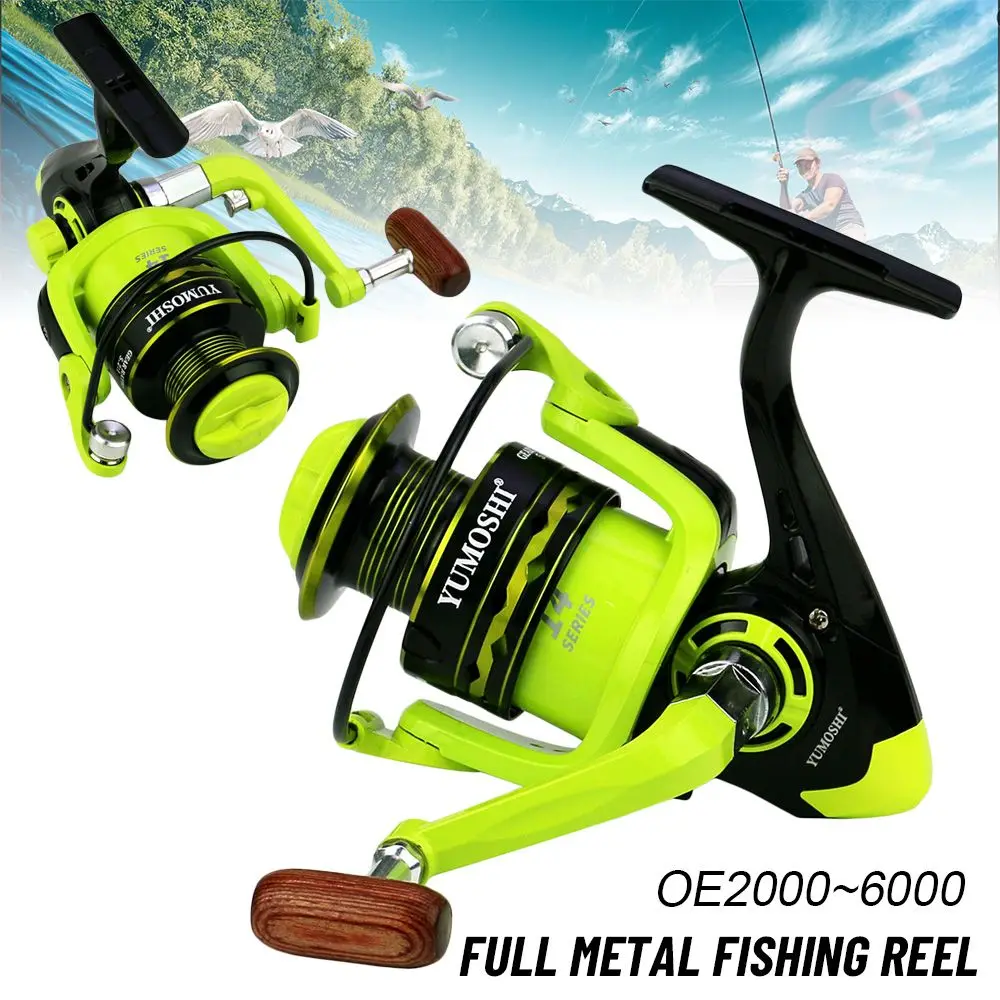 Spinning wheel metal wire cup fishing reel Luya fishing wheel fishing line rock pole throwing long shot green