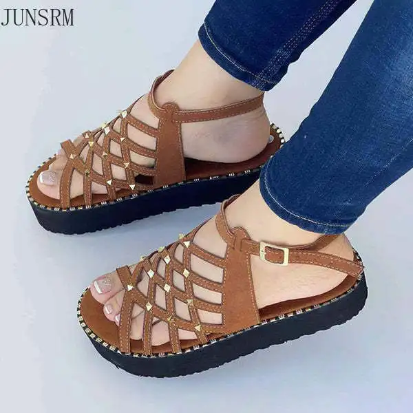 

Light Casual Platform Ladies Sandals Wedge Solid Color Flip Flops Fashion Females Sandals Summer Outdoor Women's Roman Sandals