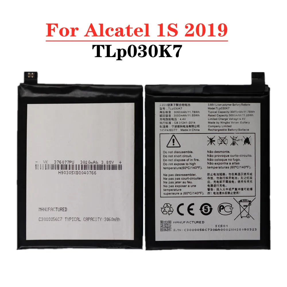 

Новый высококачественный аккумулятор 3060 мАч TLp030K7 для смартфонов Alcatel 1S 2019 OT-5024 5024A 5024D 5024J 5024I 5024F
