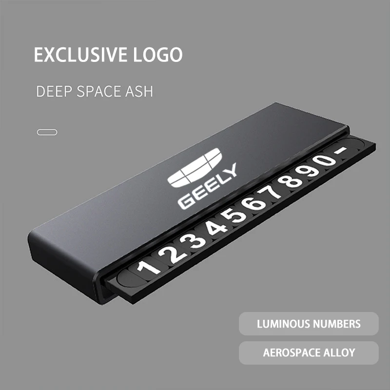 

Для Geely Monjaro Coolray Gx3 Pro Starray Azkarra Geometry C аксессуары для ключей автомобильная металлическая временная парковочная табличка для мобильного телефона