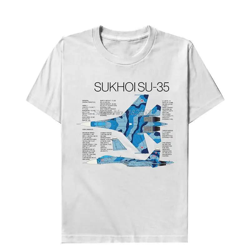 Russian Sukhoi Su-35 Fighter Men's T-Shirt Short Sleeve T Shirt Men Cotton Tees Streetwear Harajuku