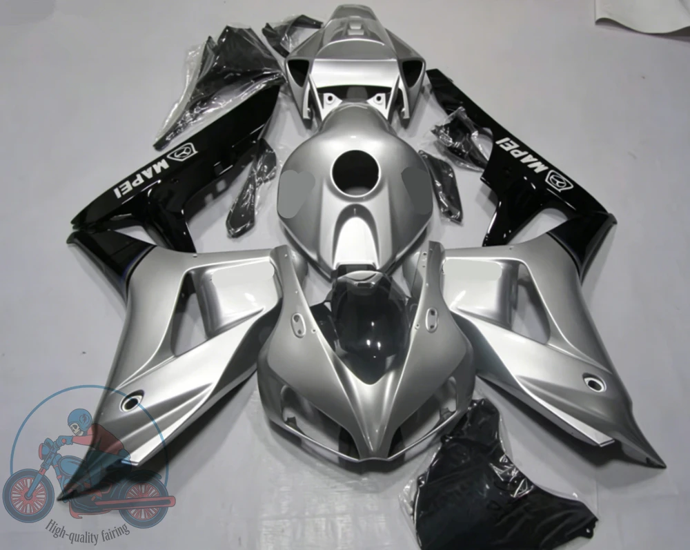 Фото Высококачественный комплект обтекателей для HONDA CBR1000RR 2006-2007 (06-07), набор обвесов, индивидуальный дизайн, черный с серебристым. №1