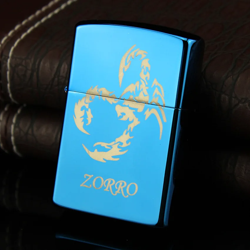 

Retro Classic windproof oil Cigarette Lighters Blue ice scorpion Kerosene Flint Petrol Vintage Gasoline Lighter OIL Refillable