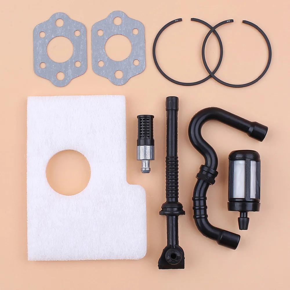 

38MM Piston Rings Fuel Oil Hose Filter Gasket Set For STIHL MS180 180 018 MS170 017 Chainsaw Replacement Parts 11300343002
