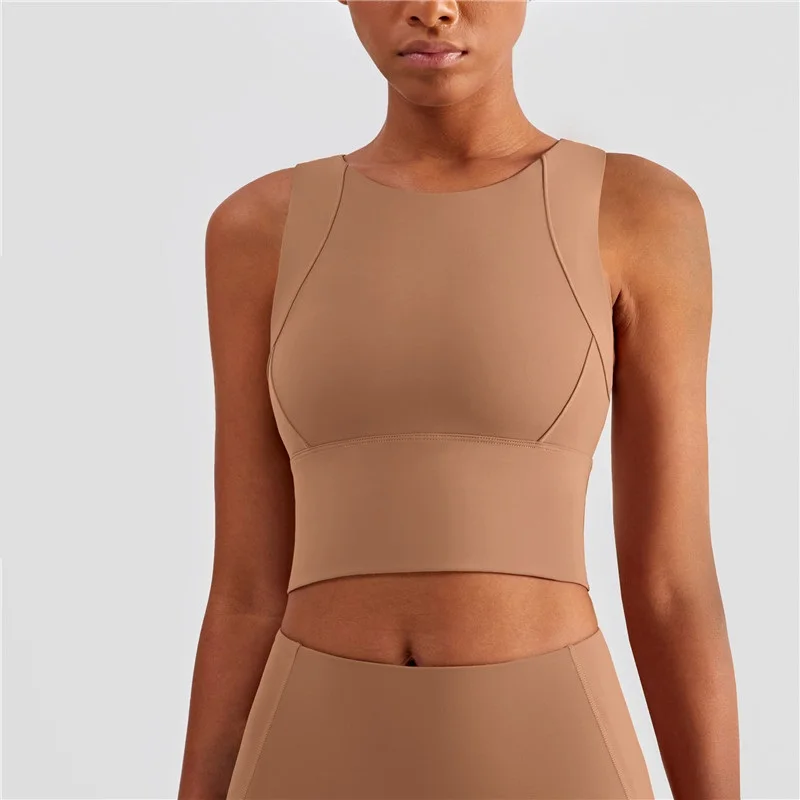

Fitness Bra Tight Full Package Shock-proof Support Tank Top Women Gym Yoga Vest Athletic High Impact Brassiere With Chest Pad