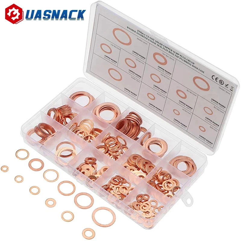 

200/280pcs Copper Oil Seal Gasket Seal Solid Gasket Oil Pan Plug Oil for Tool Hardware Accessories