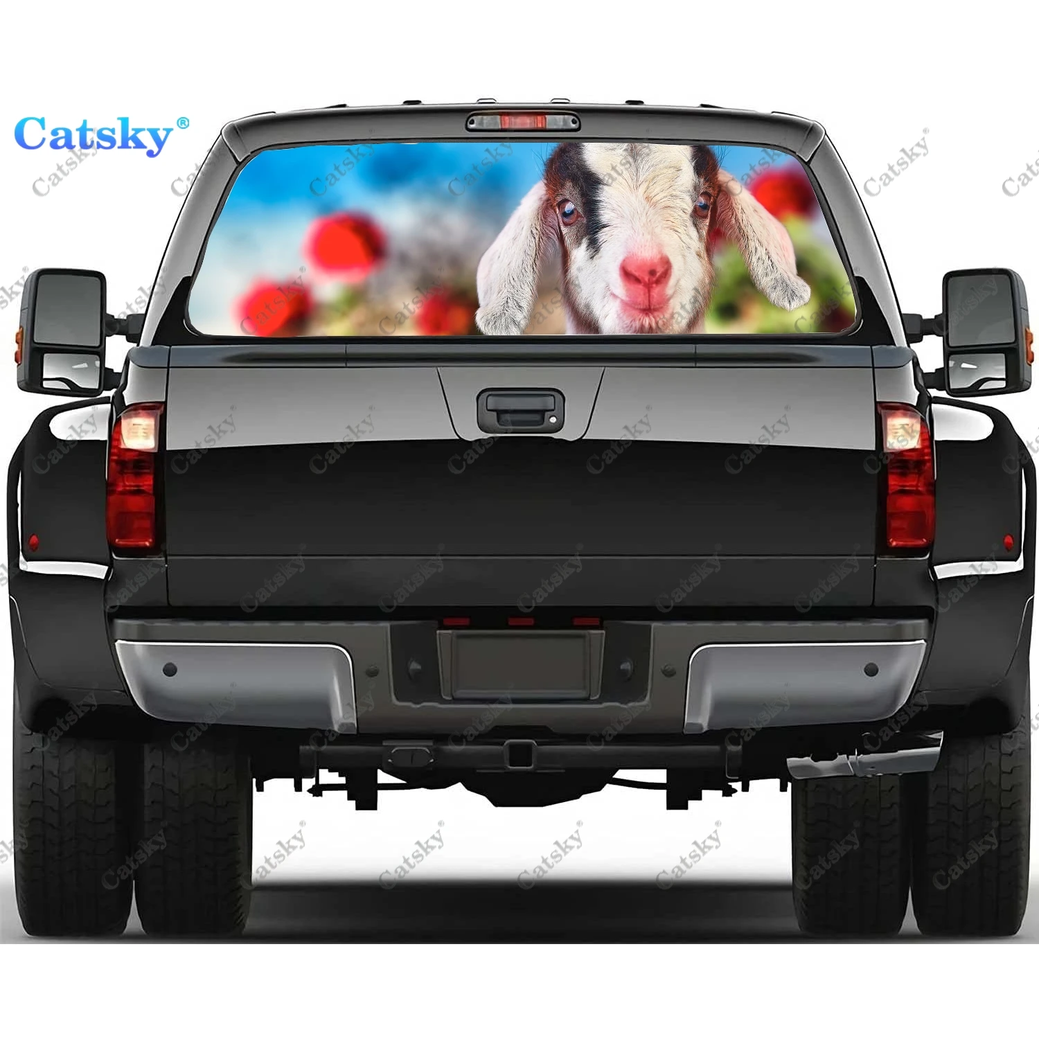 

goat animal Truck Rear Window Decal Sticker Graphic PVC Material Truck Sticker Perforated Vinyl Universal Sticker