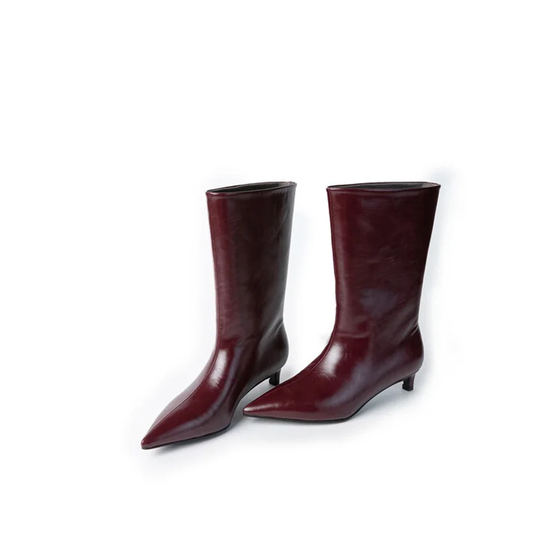 Однотонные плиссированные ботинки из натуральной кожи с острым носком на