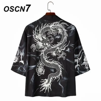 oscn7 japanese kimono jacket koi fish printed harajuku 2022 men japan style streetwear jacket summer thin loose kimono 1001