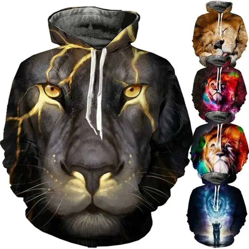 

ZOO Lion Tiger Graphic Hoodie Men Pullovers 3D Printed Wildlife Animal Hoodies Harajuku Fashion Womens Clothing y2k Hooded Hoody