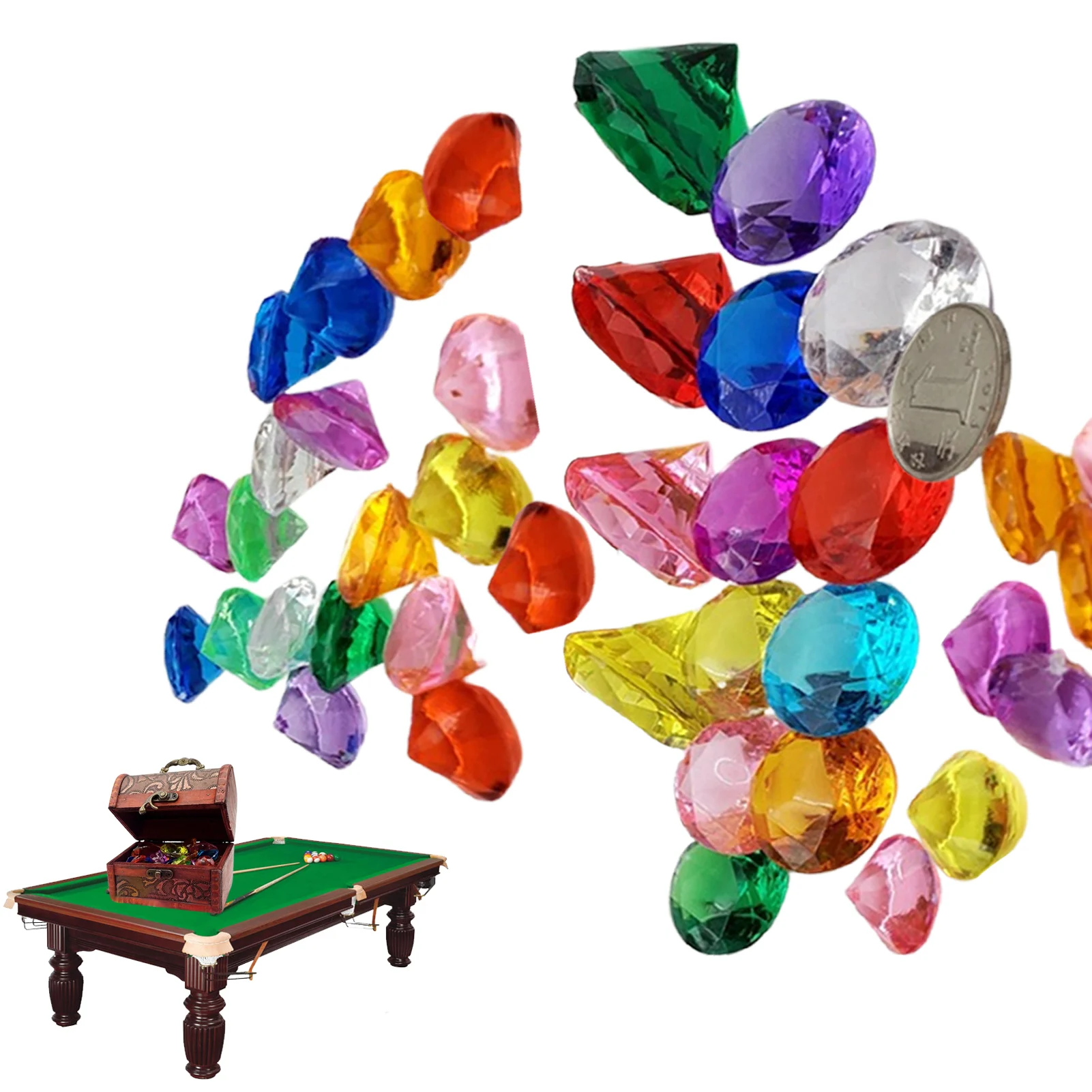 

Gems Pirate Treasure Toy Acrylic Gems Set Multicolor Diamonds Gemstones With Treasures Chest Acrylic Gems For Home Table