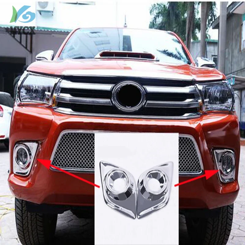 Фото Хромированные накладки на противотуманные фары для Toyota Hilux Revo 2015-2017, декоративные элементы для Hilux, 2 шт. №1