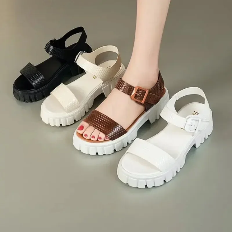 Сандалии женские на толстой подошве повседневные Босоножки с открытым носом