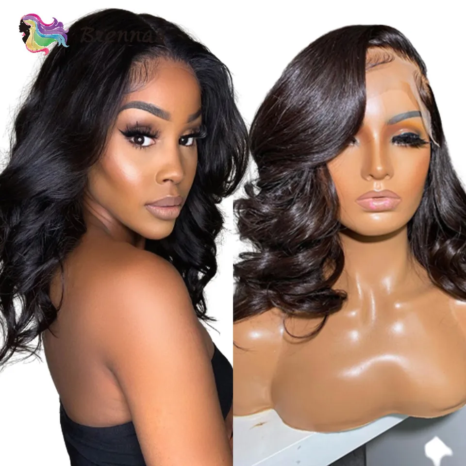 

Short Bob Human Hair Wig Natural Color 13x4 Indian Body Wave Bob Human Hair Lace Frontal Wig Preplucked 8-16inch Bleached Knots