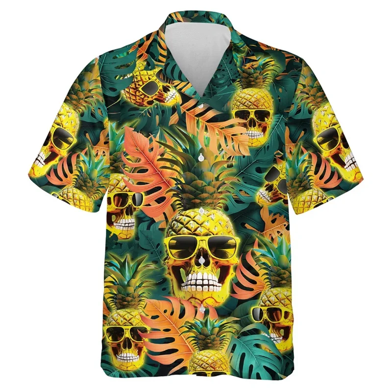 Пляжная рубашка с забавным 3D-принтом фруктового лица модная мужская одежда