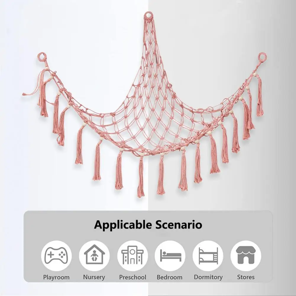 

Сетчатый мешок, Модная хлопковая веревка ручной работы, плюшевая кукла, гамак для хранения, настенный угловой органайзер, домашний декор