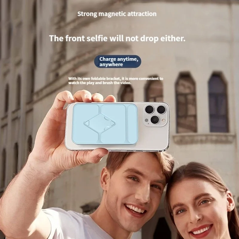 10000mAh Magnetic Power Bank PD 20W Wireless Charging For iPhone 14 13 12Pro Max 5000mAh Mini Folding Stand External Battery