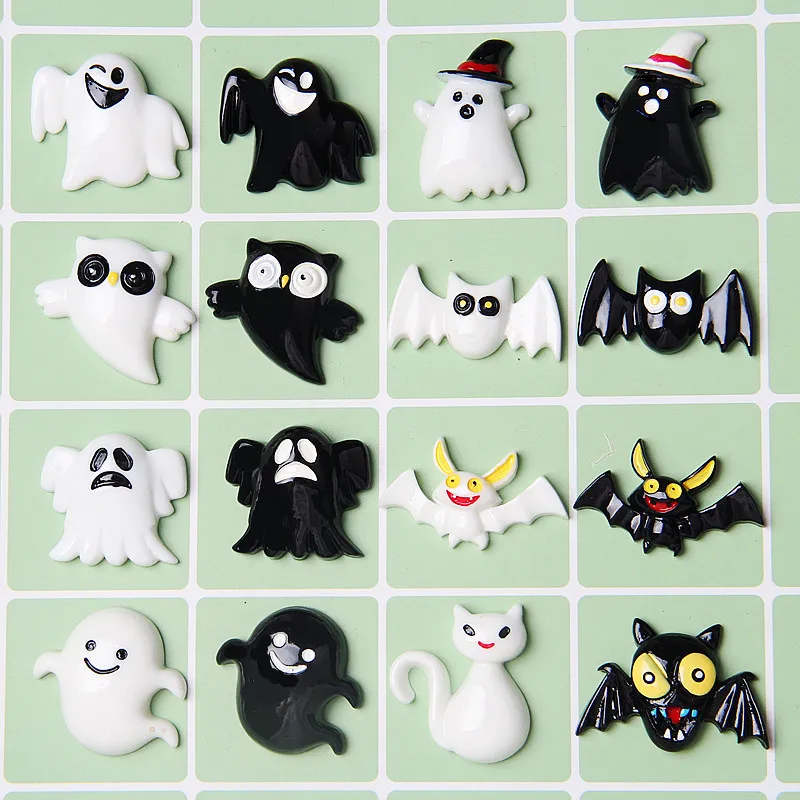 Resin Halloween Elf Ghost Accessories Flat back Cabochon Embellishments For Scrapbooking DIY Decoration Crafts Party supplies
