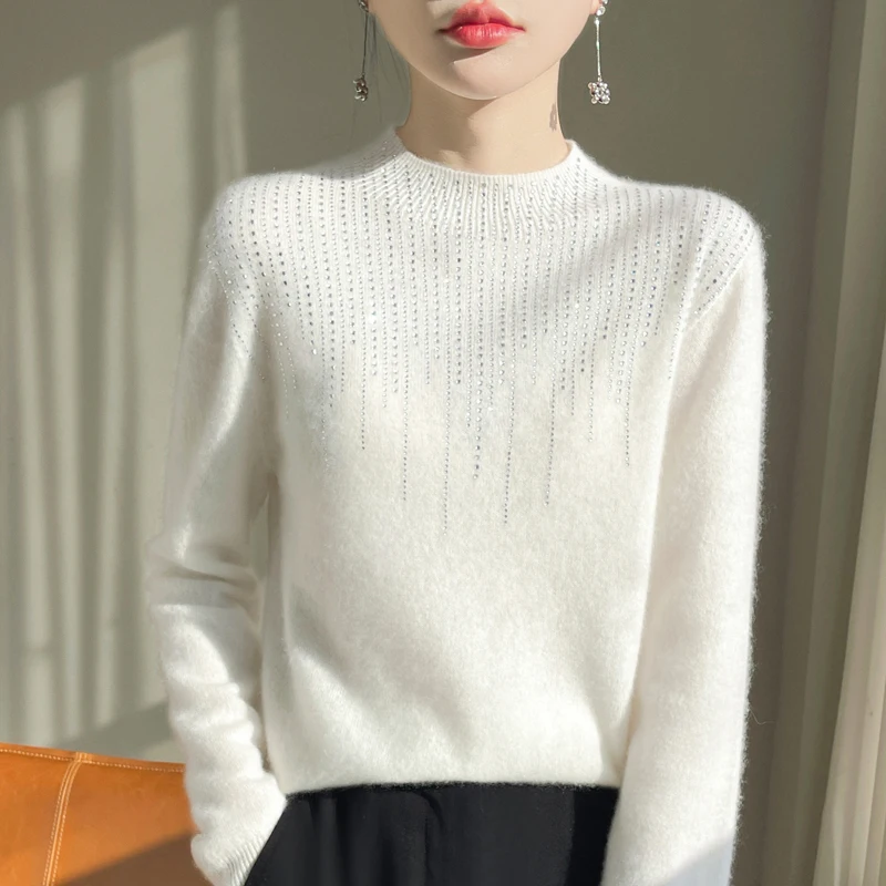 Осень-зима женский свитер водолазка с воротником-стойкой длинным рукавом и