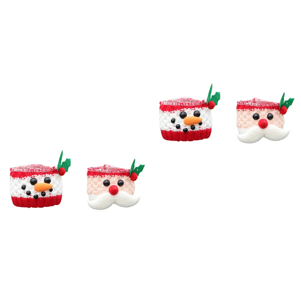 

4 pcs Christmas Cover Decorative Gridding Goblet Sleeve Table Accessories (Santa and Snowman)