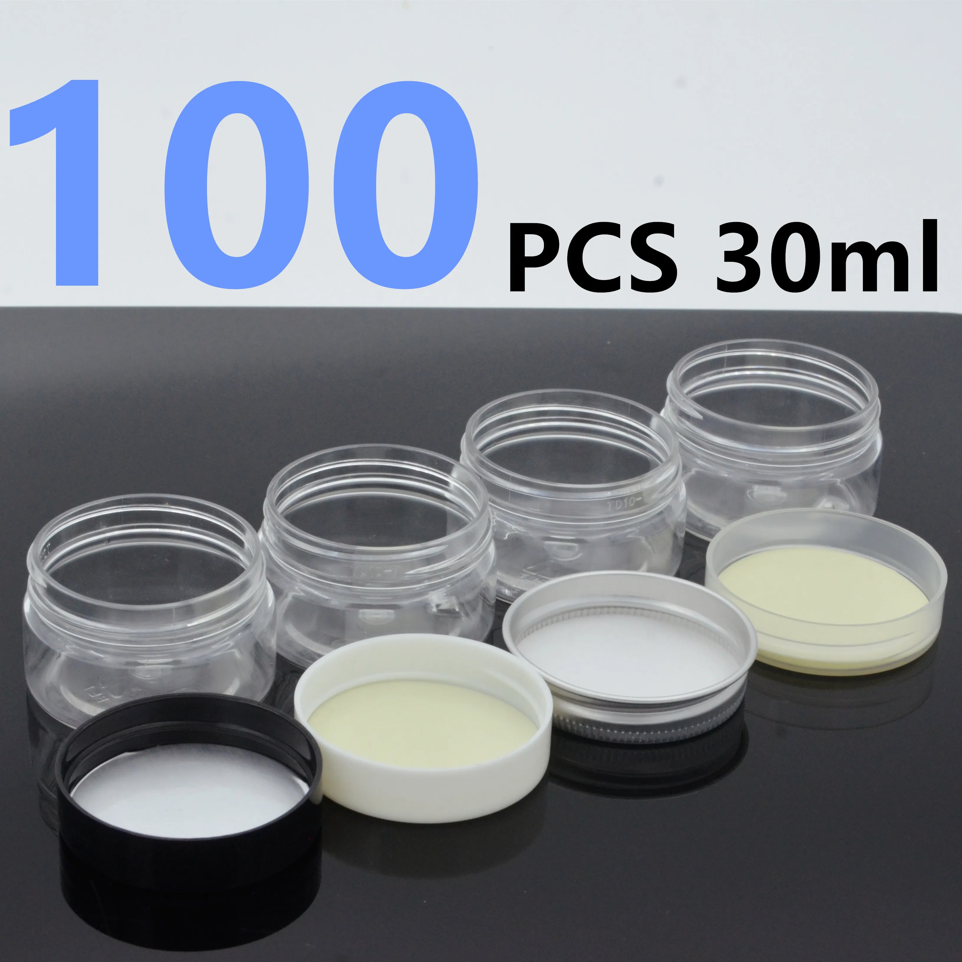 

100PCS 30g Clear Plastic Cosmetic Cream Lotion Jar With Gasket Filling Travel Bottle Empty Small Capacity Subpacking