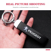 business buckle leather key chain car logo accessories gift for peugeot 206 207 301 308 307 407 408 508 2008 3008 etc