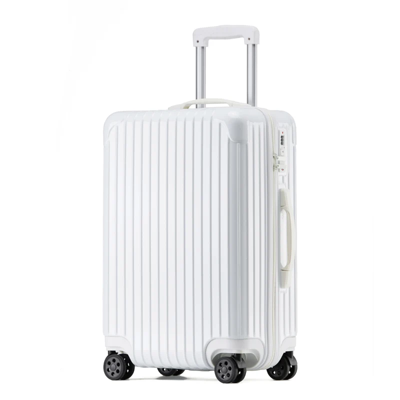 

2023 MOJY Factory Direct Sale White Aluminium Carry Trolly Travel Large Size Luggage With Wheels Promotion Private Customization