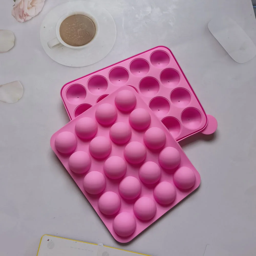 

Silicone Round Lollipop Mold 20 Holes Spherical Chocolate Moulds Candy Maker Pop Lollipop Molds Cake Mould Baking Cake Tools