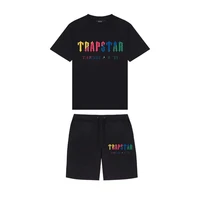 2022 trapstar printed two piece mens brand cotton short sleeve t shirt shorts casual sports casual set