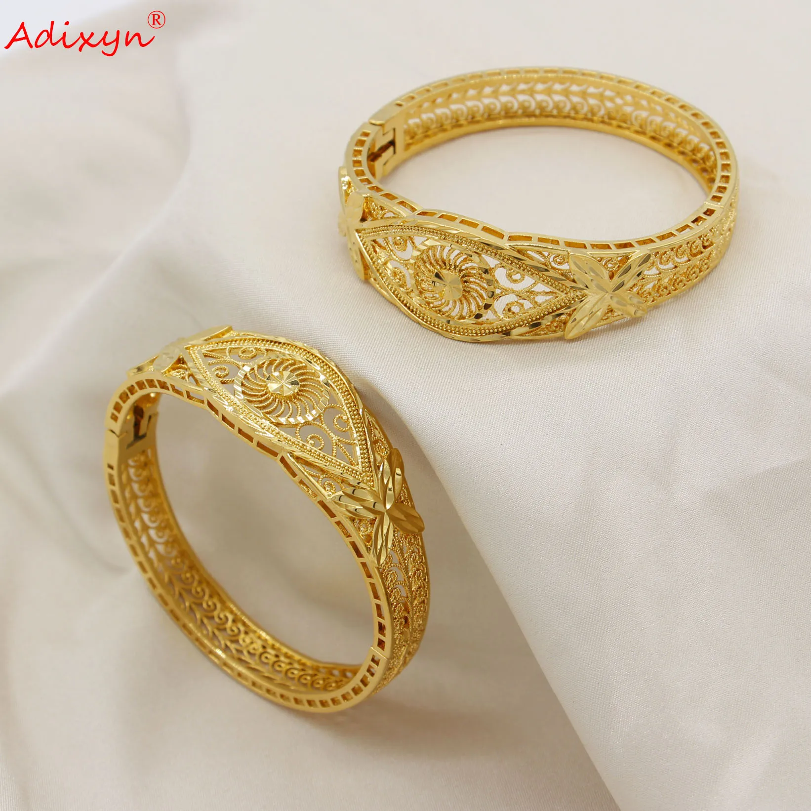 

Adixyn New Dubai Bangles for Women Mens Jewelry Gold Color Cuff Bracelet African Middle east Party Wedding Gifts N08118