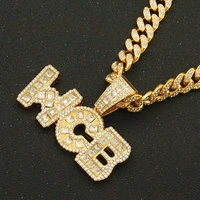 iced out cuban chains bling diamond letter wcb rhinestone pendants mens necklaces gold chains hip hop charm gold jewelry for men