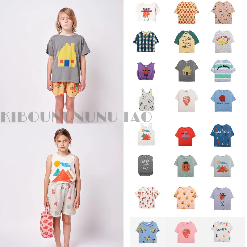 

KIBOUNUNUNU TAO Children's T-shirts 2022BOBO baby girl cute casual cartoon printing short-sleeved ins children's clothing