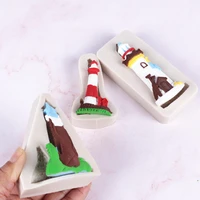 tower lighthouse silicone mold for fondant cake chocolate dessert lace decoration diy pastry fondant mold resin kitchen tool