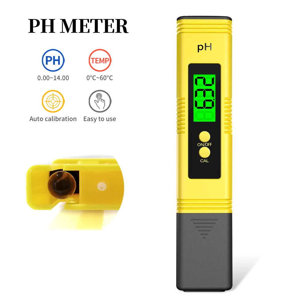 

Protable PH Tester Digital PH Meter Acidity 0.01pH LCD Display Water Quality Measure Automatic Calibration with Backlight